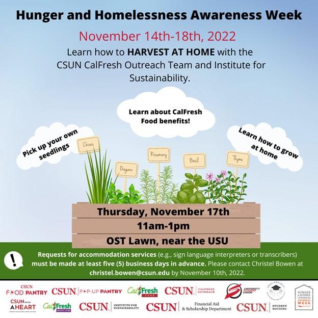 homeless and hunger awareness week November 14-18th flyer