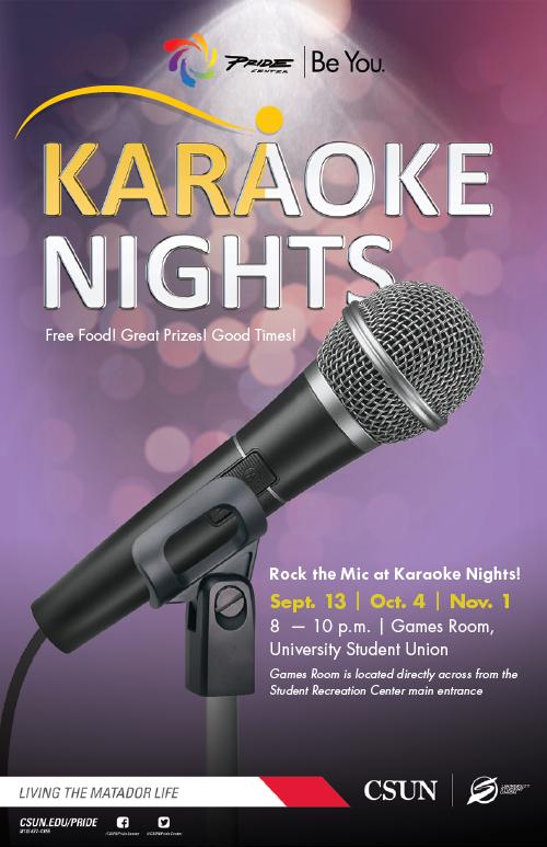 Karaoke Nights | Sept. 13, Oct. 4, Nov. 1 | 8 - 10 p.m. @ Games Room  