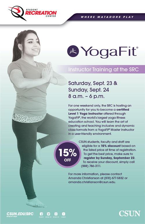 YogaFit Instructor Training @ the SRC on Sept. 23 &amp; 24 from 8 am - 6 pm