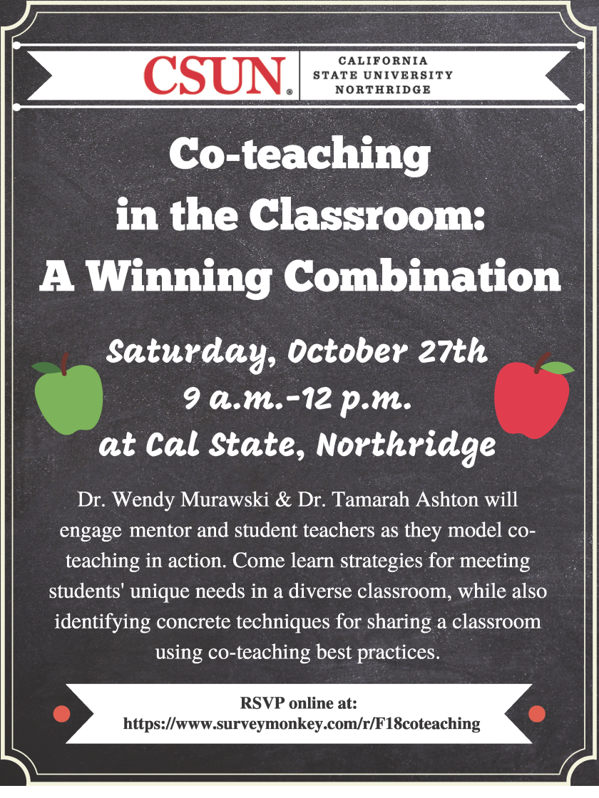 Co-teaching in the Classroom, 10/27/18, 9-12pm
