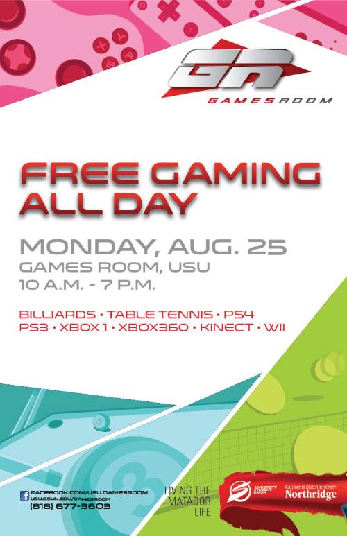 Free Gaming All Day at the USU Games Room