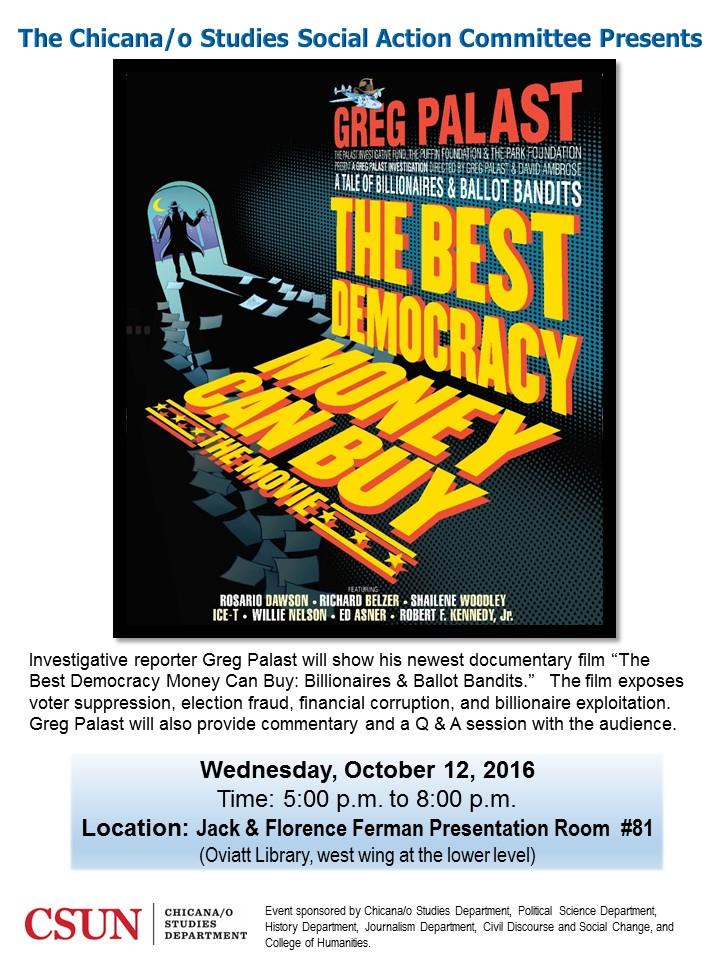 Greg Palast Documentary The Best Democracy Money Can Buy California State University Northridge