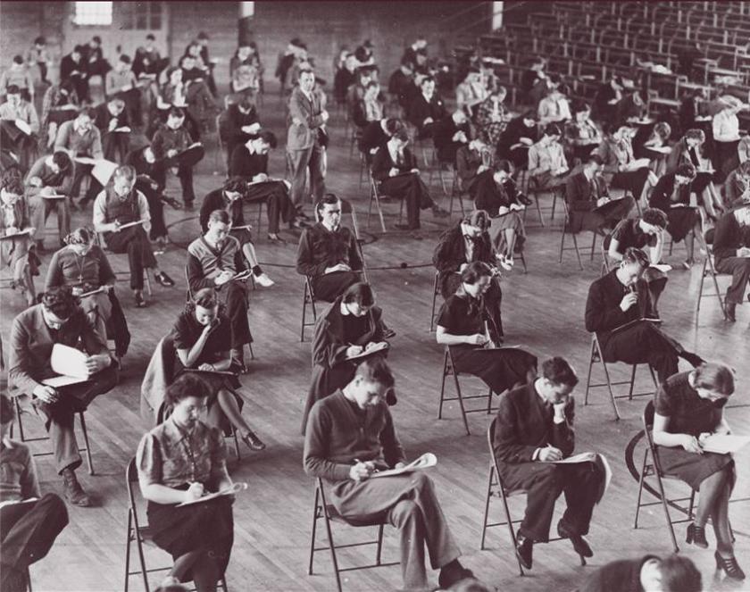 Hamline University students take a final during the 1930s.