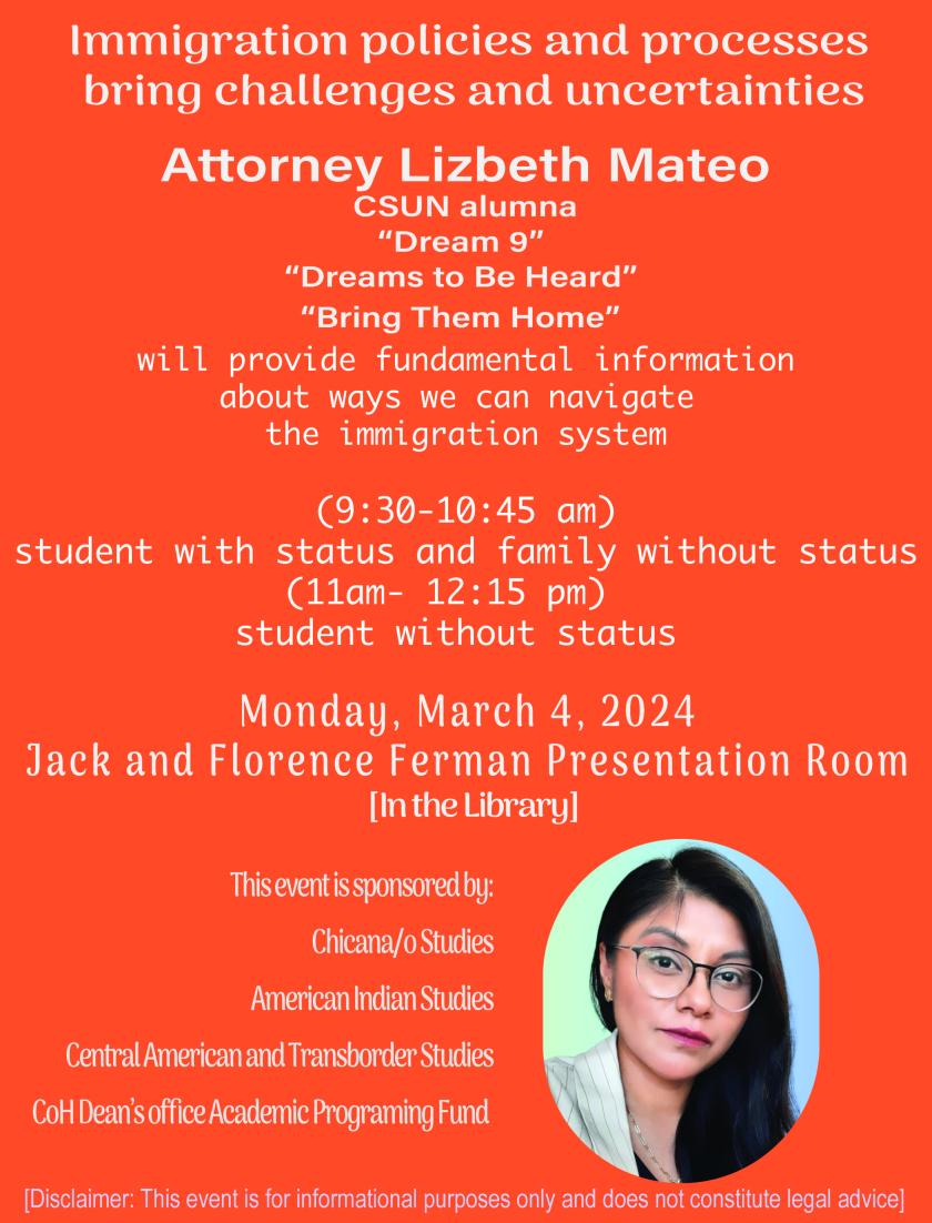 Flyer for Lizbeth Mateo event on 03/04/2024