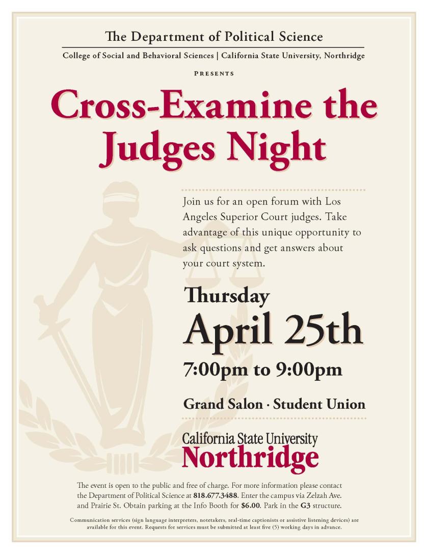 Flyer for Cross Examining the Judges