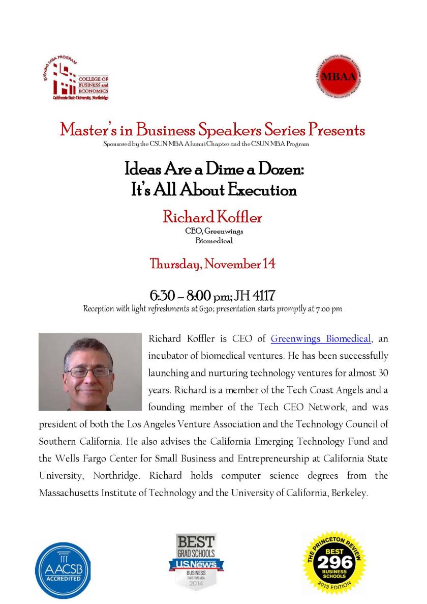 MBA Speaker Series details with Mr. Richard Koffler&#039;s image