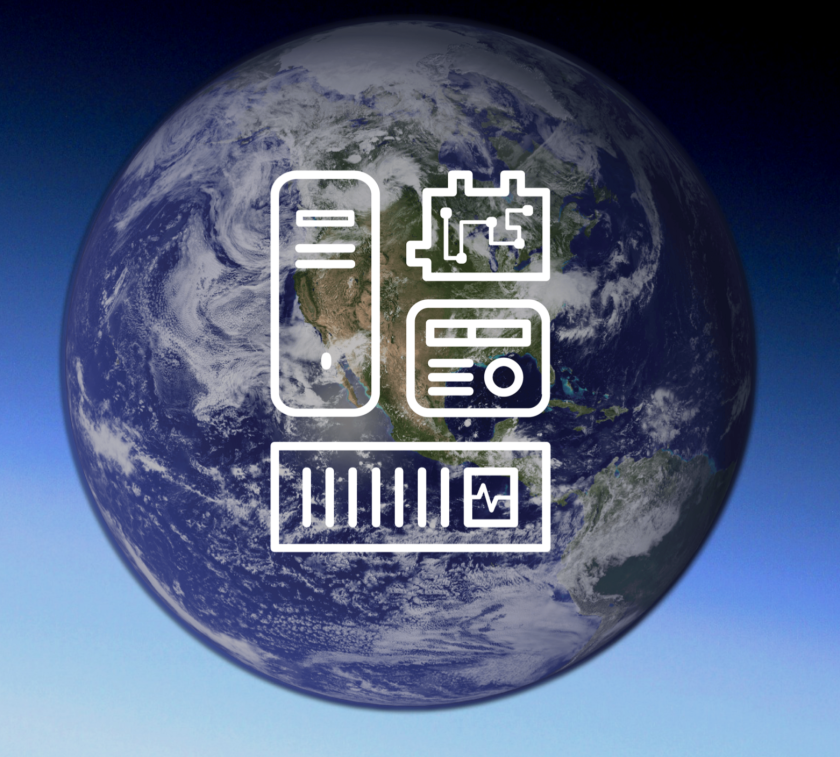 Earth p[picture with electronic items overlay