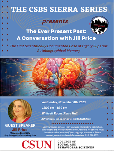 Jill Price: The woman who can&#039;t forget, event flyer