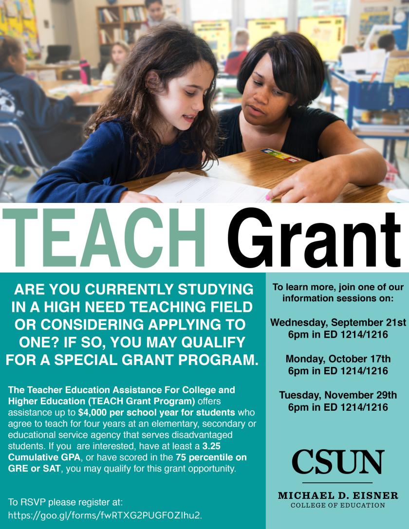 Teach Grant Info Sessions Fall 2016