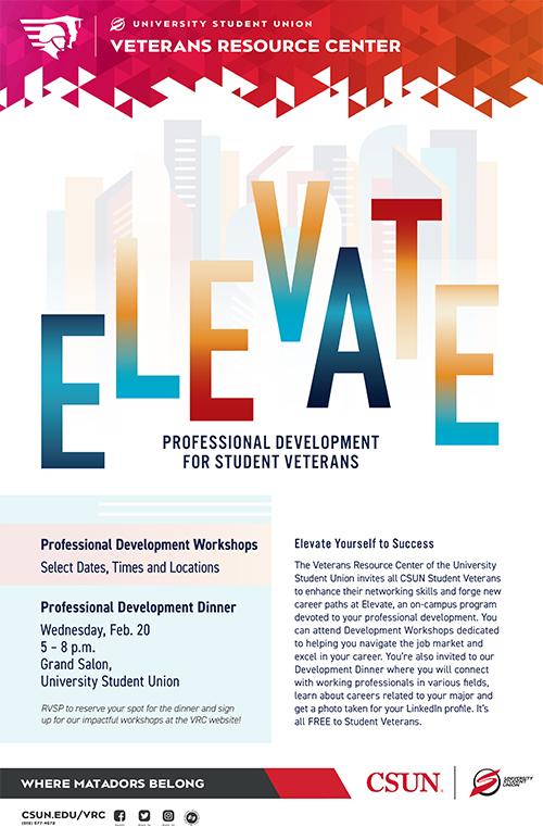 Elevate: Professional Development Dinner for Student Veterans poster