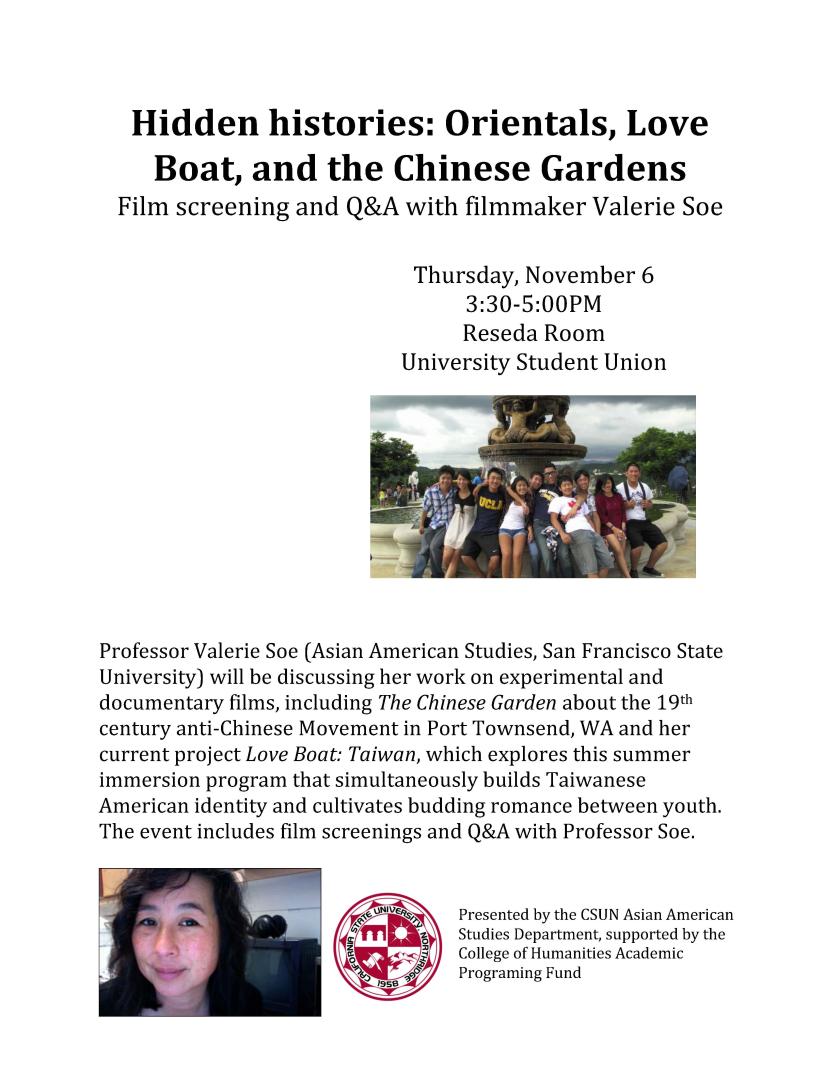 flyer of screening and discussion of &quot;The Chinese Garden&quot;