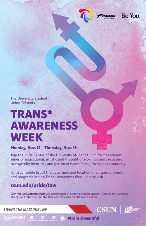 TRANS* Awareness Week | Monday, November 13 to Thursday, November 16 at the Pride Center