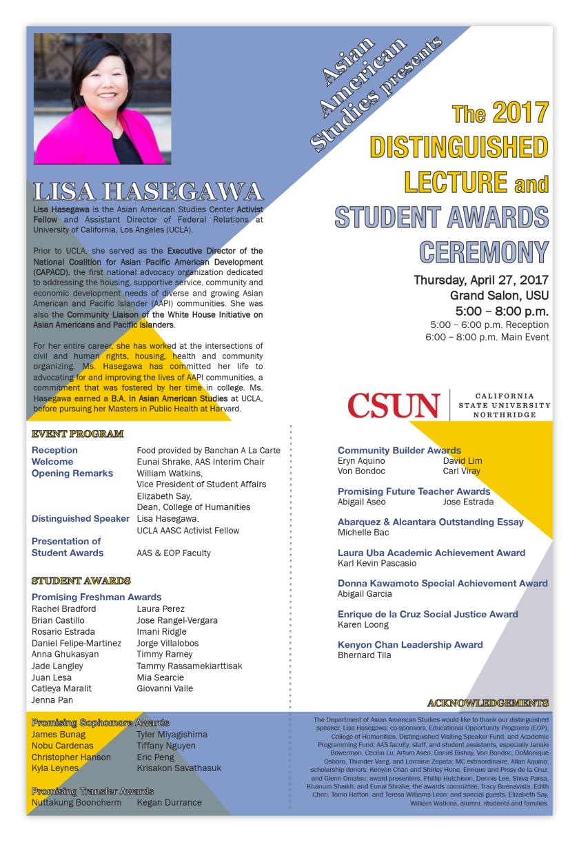 AAS Distinguished Lecture and Student Awards Ceremony Program Image
