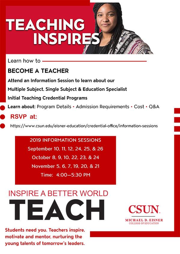 Attend an Information Session to learn about our Initial Teacher Credential Programs
