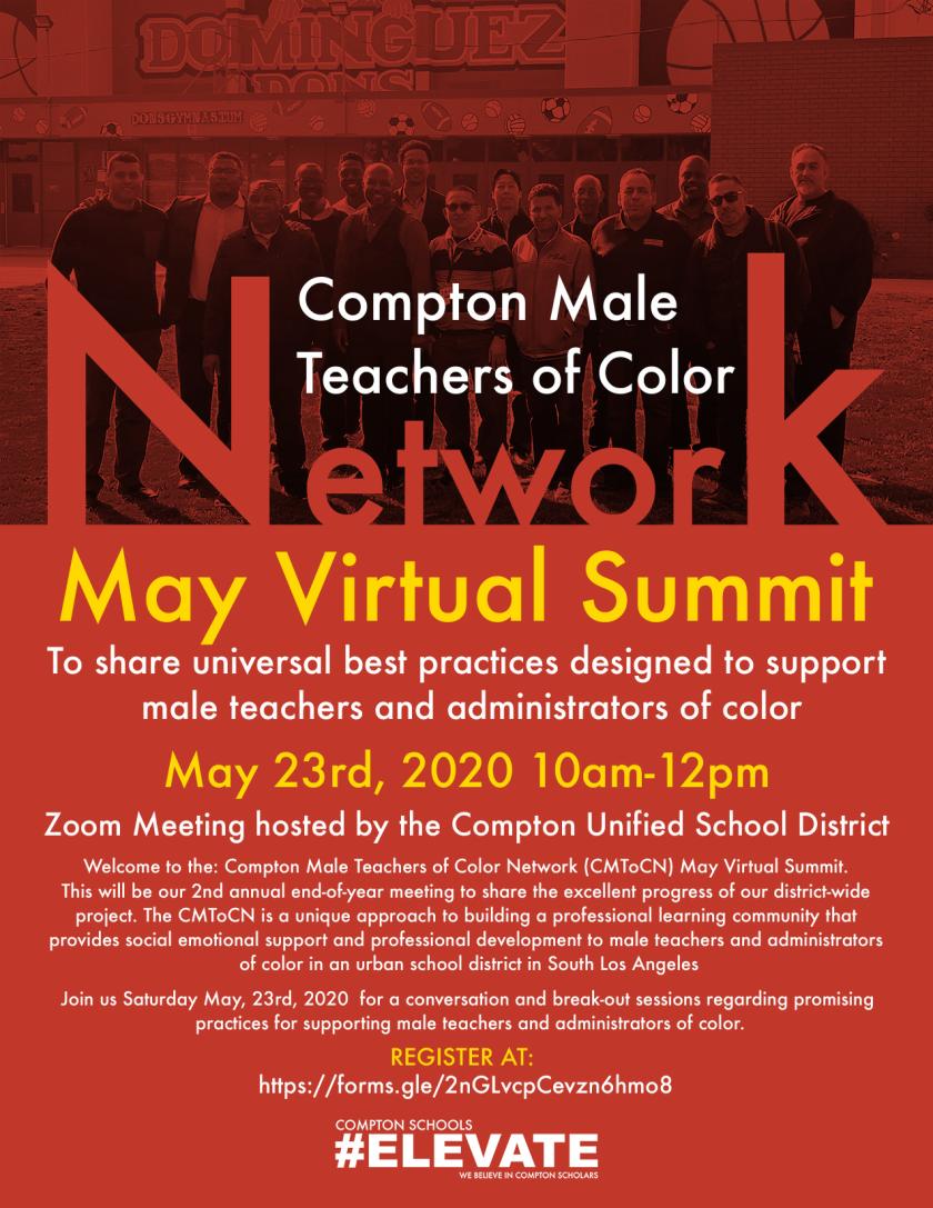 Compton Male Teachers of Color May Virtual Summit flyer