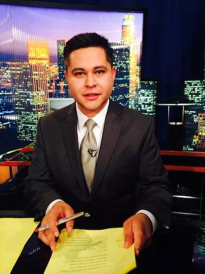 CSUN journalism student Hector Mejia in the Valley View News studio