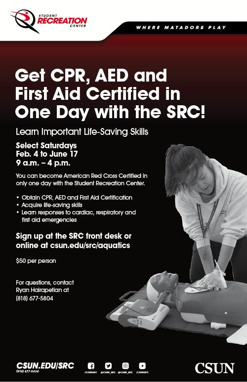 CPR, AED and First Aid Certification Classes at the SRC