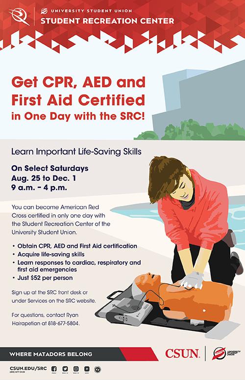 CPR, AED and First Aid Certification poster