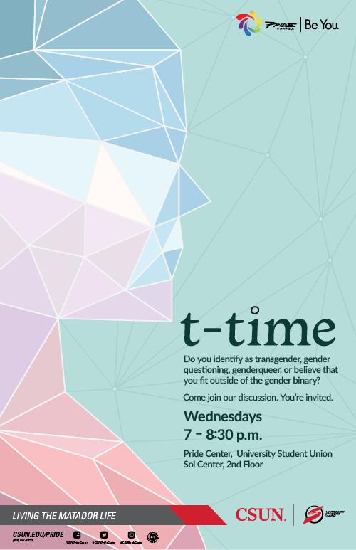 t-time, Wednesdays, from 7 to 8:30 at the Pride Center