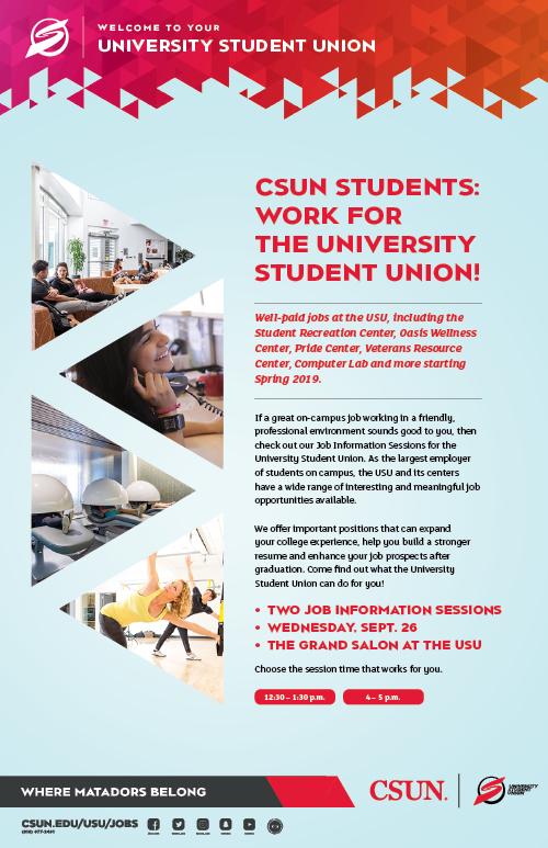CSUN Students: Work for the University Student Union!