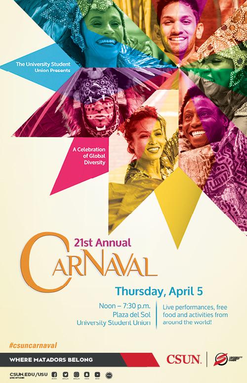 21st Annual Carnaval. Thursday, April 5, noon to 7:30 p.m., Plaza del Sol, USU