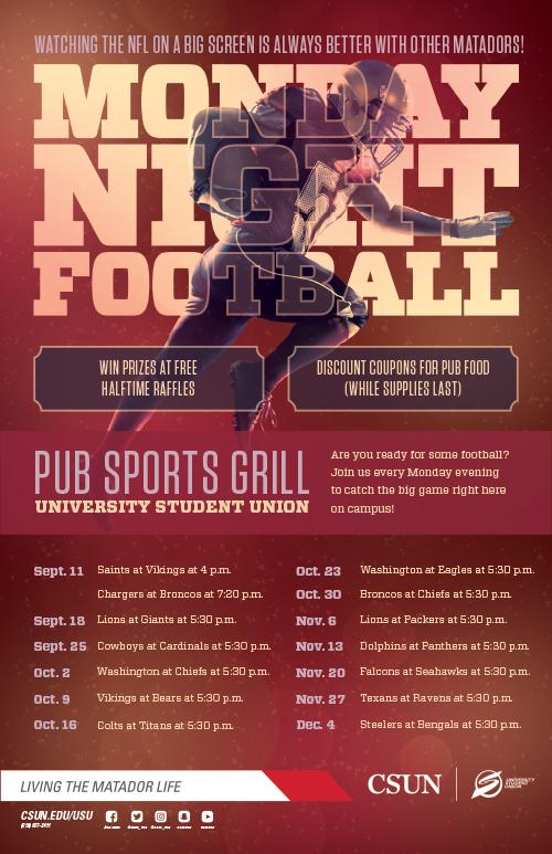 Monday Night Football at the Pub Sports Grill, USU