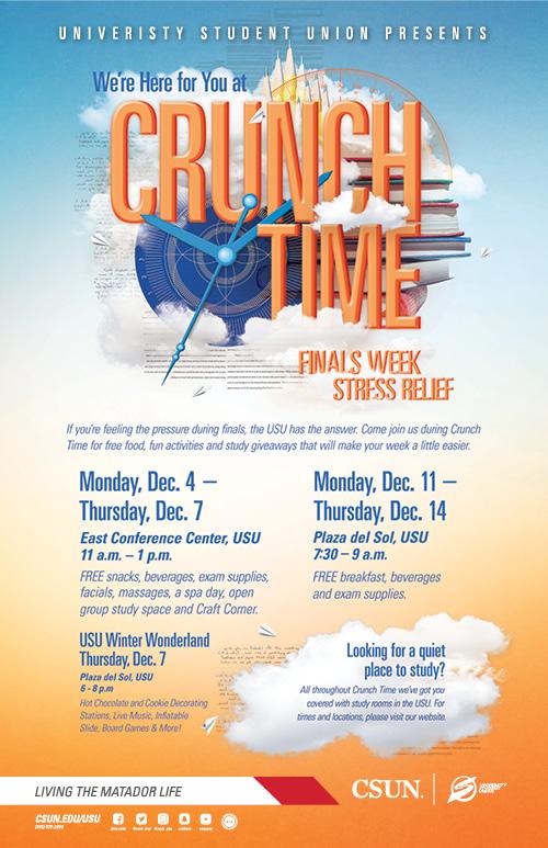 Crunch Time, FInals Week Stress Relief, Monday, December 4 to Thursday, December 7 &amp; December 11 to Thursday, December 14