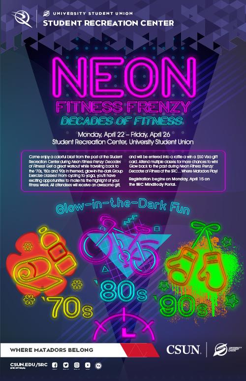 Neon Fitness Frenzy: Decades of Fitness poster
