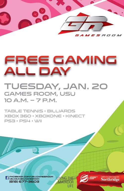 Free Gaming All Day at the Games Room