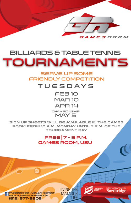 Table Tennis and Billiards Tournament at the Games Room