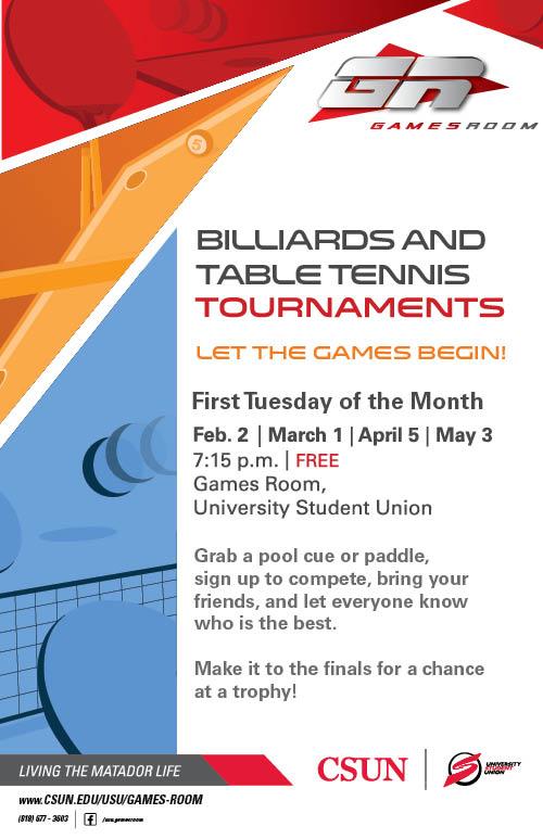 Games Room: Billiards and Table Tennis Tournament