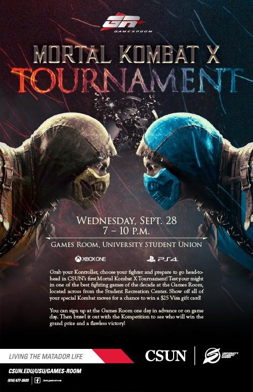 Mortal Kombat X Tournament: Wednesday, Sept. 28, 7 - 10 p.m.