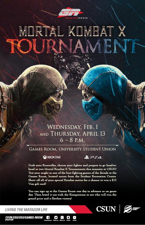 Mortal Kombat X Tournament: Wednesday, Feb. 1 and Thursday, Feb. 13 at 6 - 8 p.m.