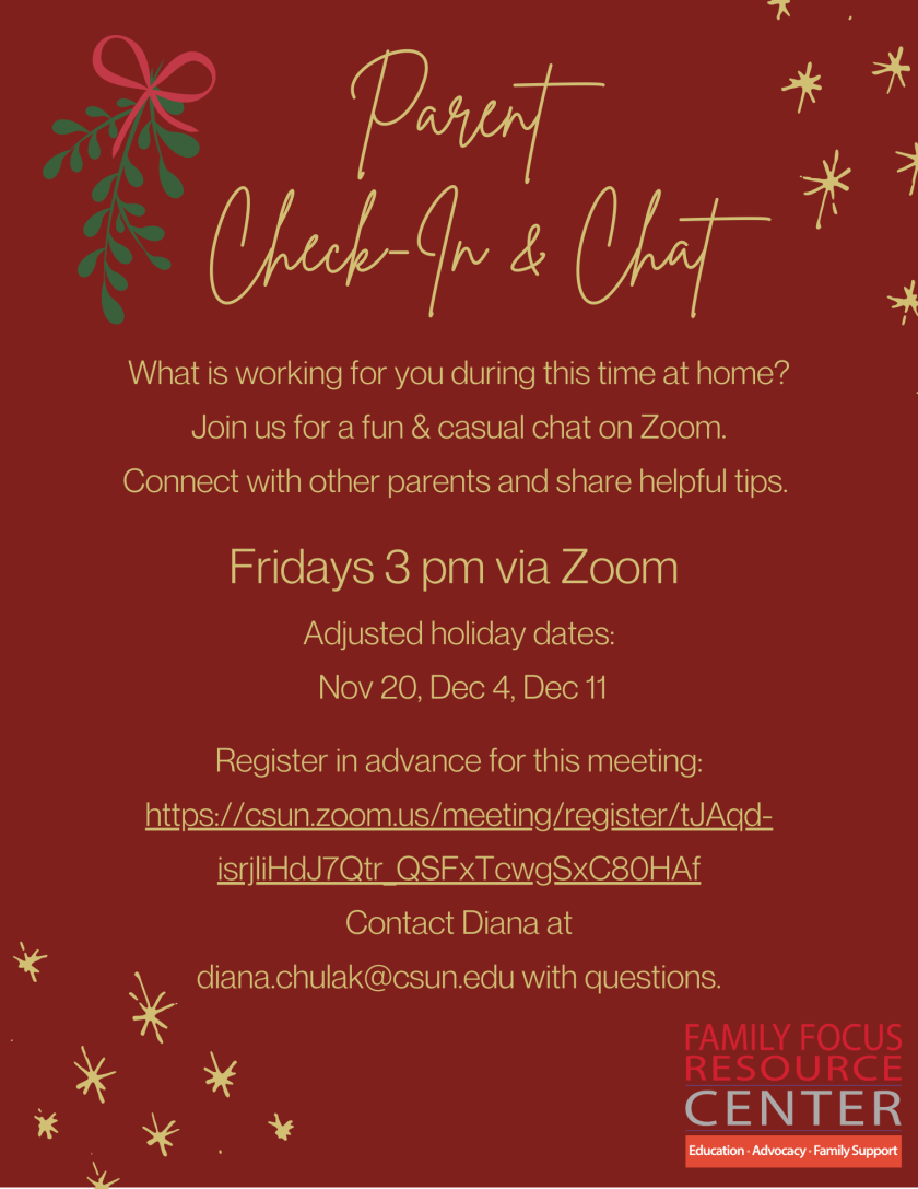 Parent Check In &amp; Chat Holiday 2020