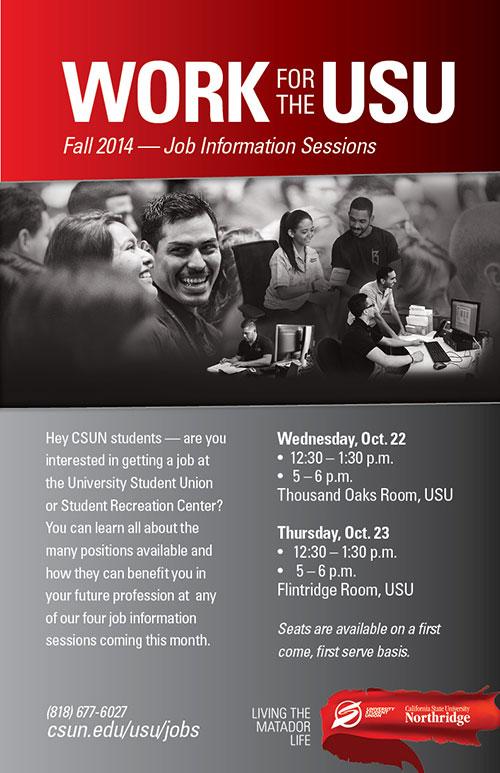 Work for the USU: Fall 2014 — Job Information Sessions