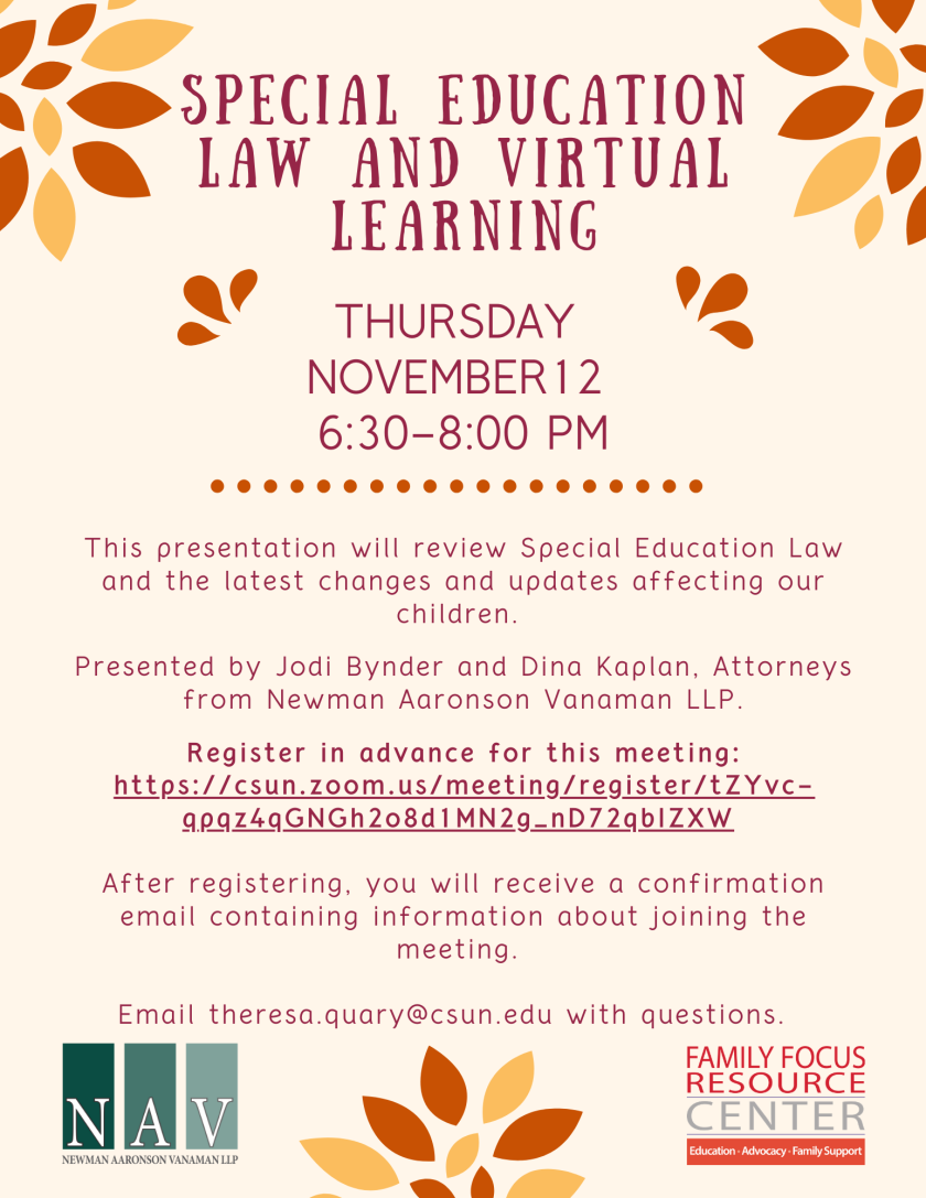 Special Education Law &amp; Virtual Learning 