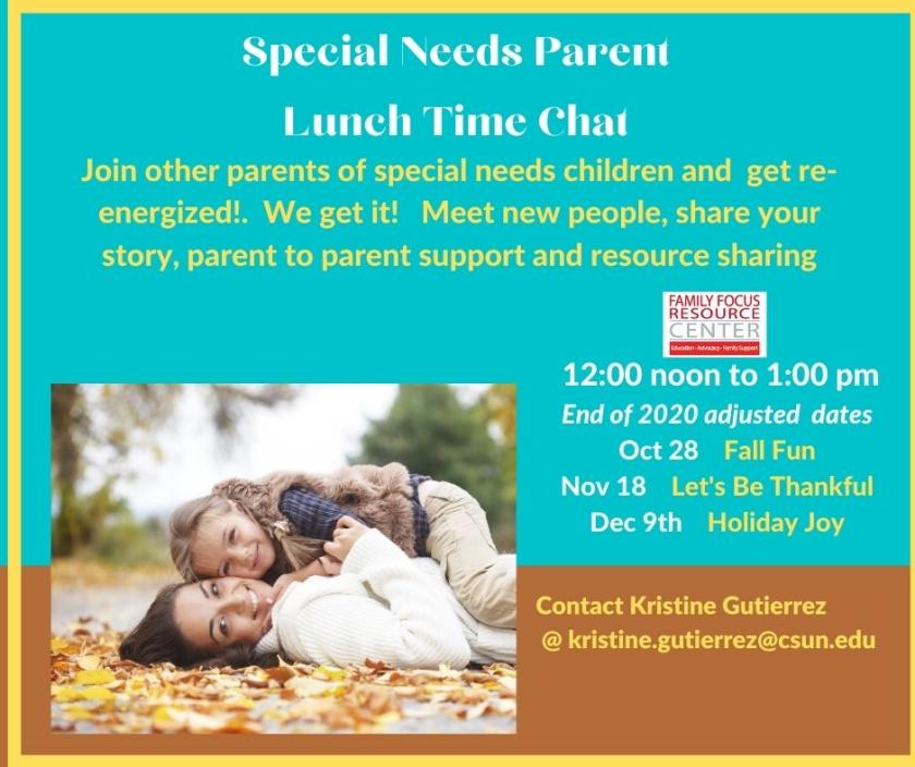 special needs parent lunch chat fall 2020
