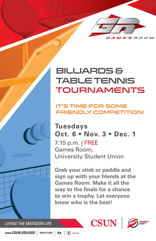 Table Tennis and Billiards Tournament at the Games Room