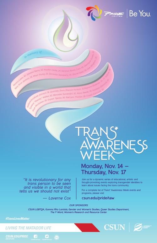 Trans* Awareness Week: Monday, Nov. 14 - Thursday, Nov. 17