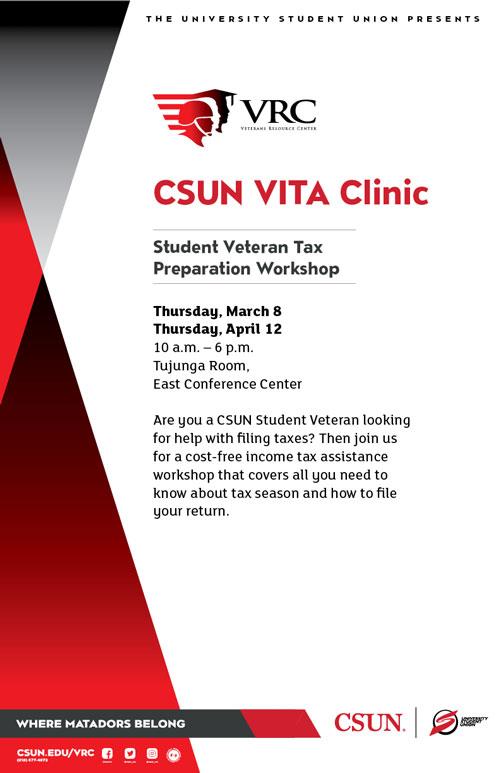 CSUN VITA Clinic: Student Veteran Tax Preparation Workshop
