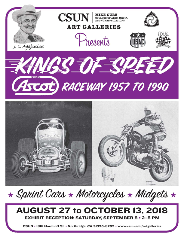 Graphic designed poster based on 1960’s Ascot Raceway catalog it includes two pictures, one of a midget car and  the other a motorcycle.