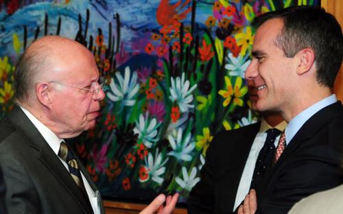 Mayor of Los Angeles Eric Garcetti, left, met with UNAM Rector José Narro Robles at the event.