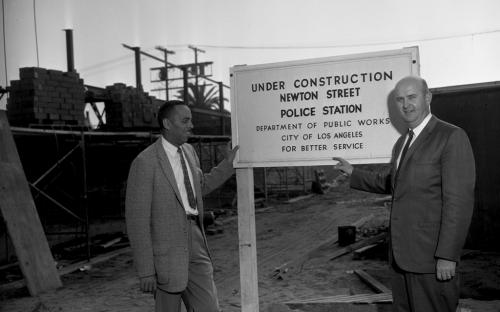 Gordon Hahn at the construction site of the Newton Street Police Station.