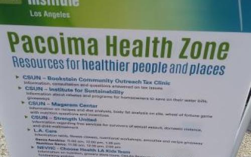 Sign of Pacoima Health Zone Resources for Healthier People and Places