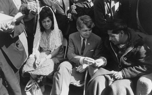 Helen Chávez, Robert Kennedy, and César Chávez at the end of Chávez&#039;s 23-day fast. Delano, March 10, 1968. Photograph by John Kouns.