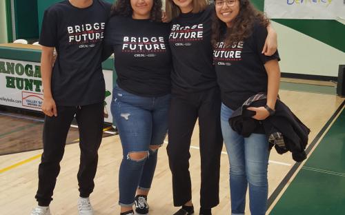 Four newly accepted Cohort 2 B2F Scholars wearing their black B2F T-Shirts at CPHS Gym.