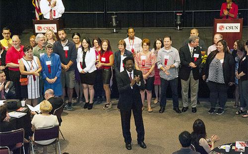 Vice President William Watkins congratulates Student Affairs Staff recognized for 10, 15, 20 &amp; 25 years of Service