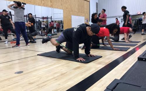 A man doing leg exercise 