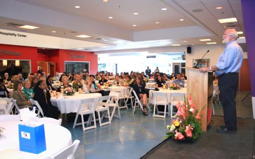 Father Boyle and the audience of more than 180