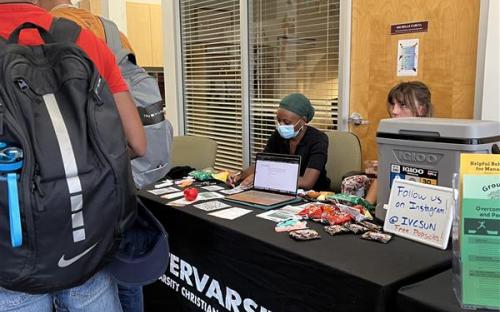 Students at Coffee Hour Resource Fair